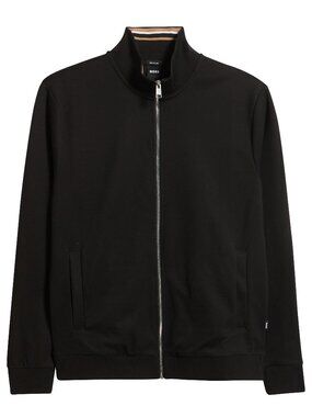 Boss Men's Size XL Shepard Knit Cotton Blend Full Zip Black Jacket